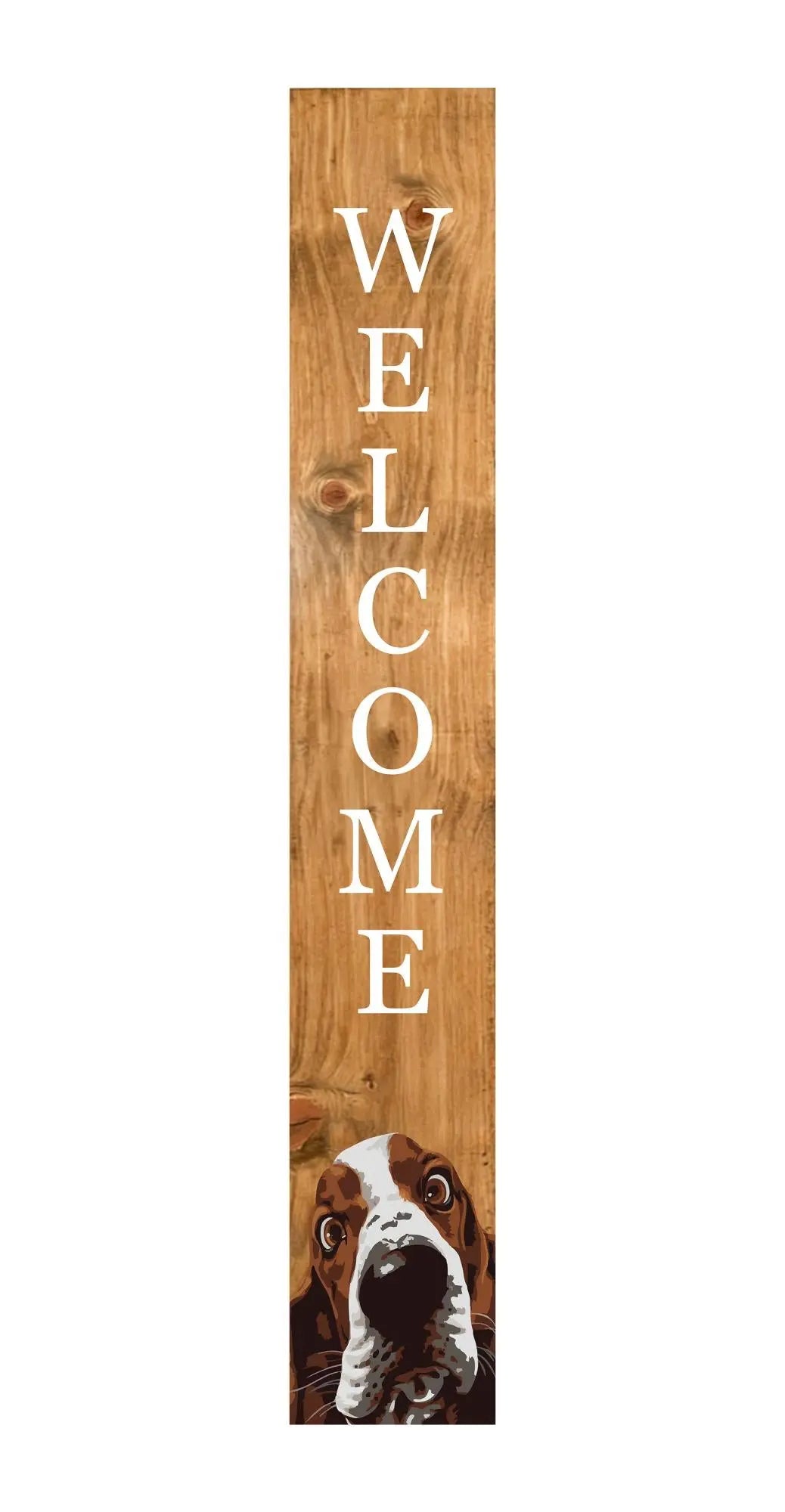1" Tan And White Solid Wood Welcome Dogs Porch Sign Homeroots Outdoor