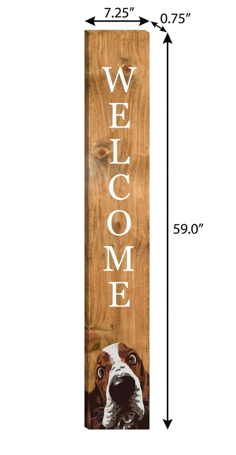 1" Tan And White Solid Wood Welcome Dogs Porch Sign Homeroots Outdoor