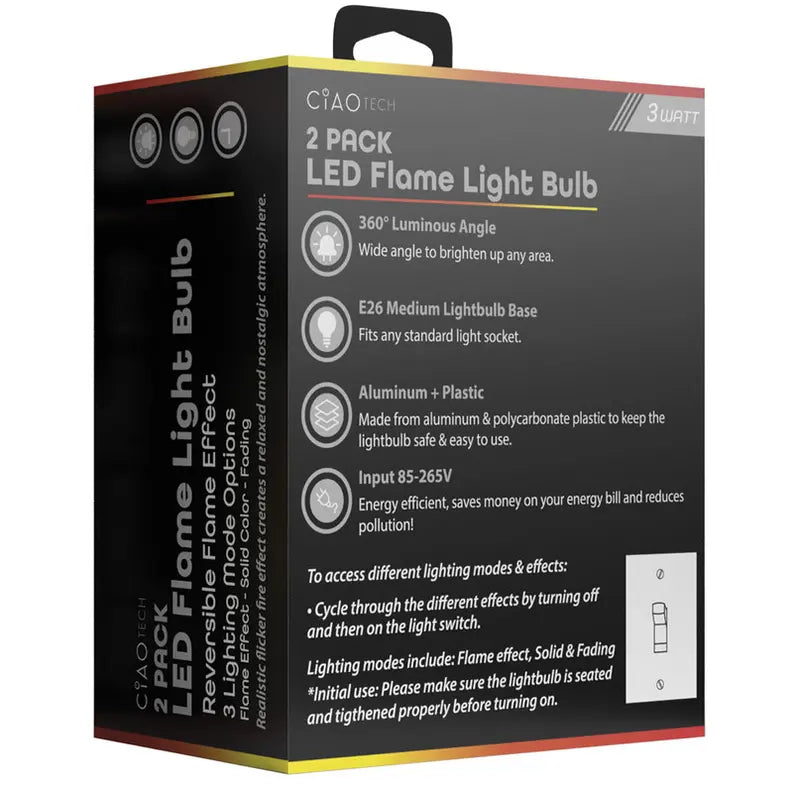 2 Pack LED Flame Light Bulb CIAO Tech