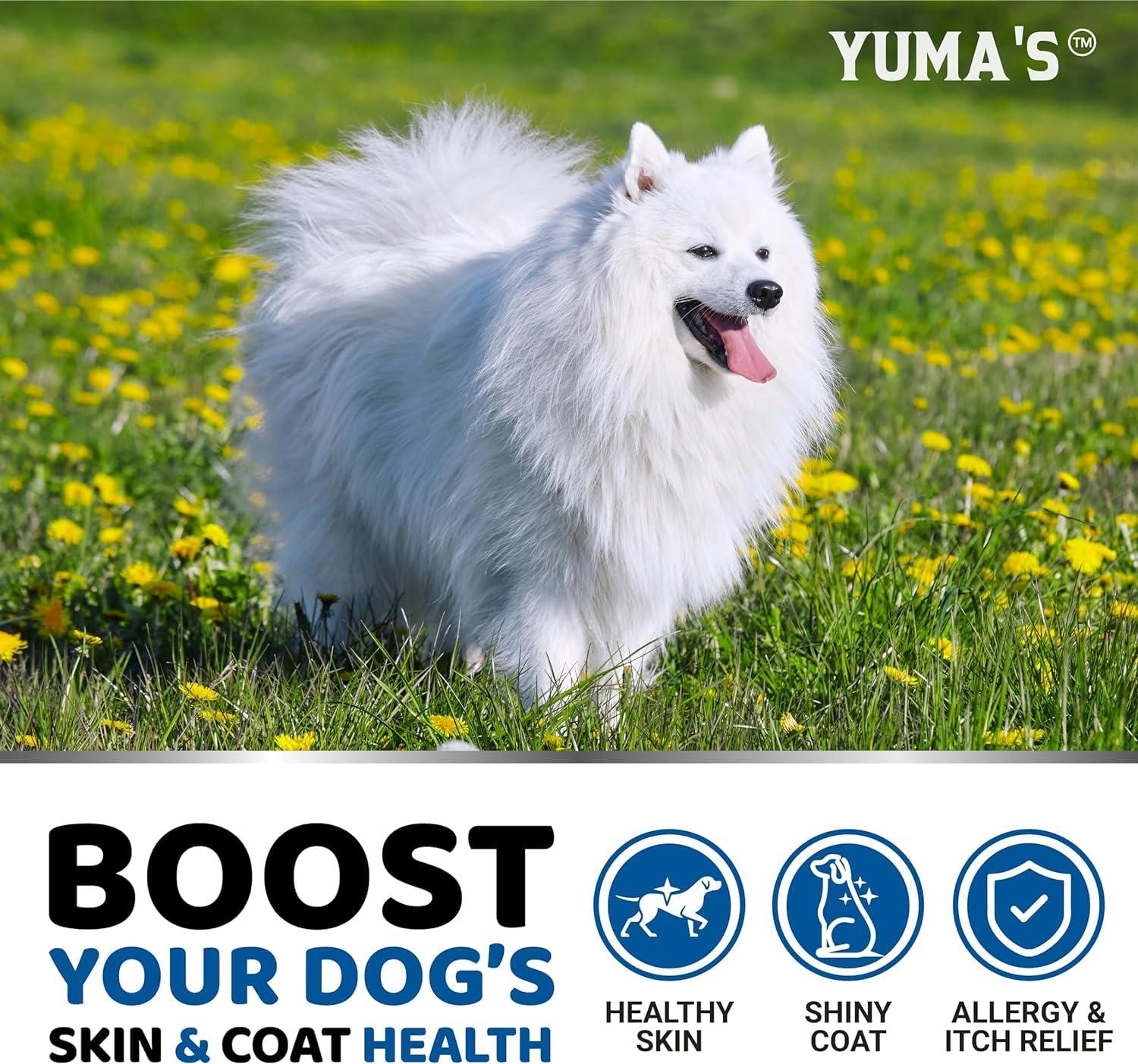 (2 Pack) Omega 3 Fish Oil for Dogs   Skin and Coat Supplement   Omega 3 for Dogs   Dry & Itchy Skin Relief Treatment   Allergy Support   Dog Anti Shedding Treats   Shiny Coats   EPA & DHA   Salmon Yuma'S