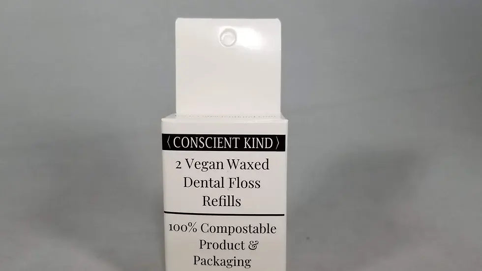 2 Vegan Waxed Dental Floss Refills - Mint Conscient Kind