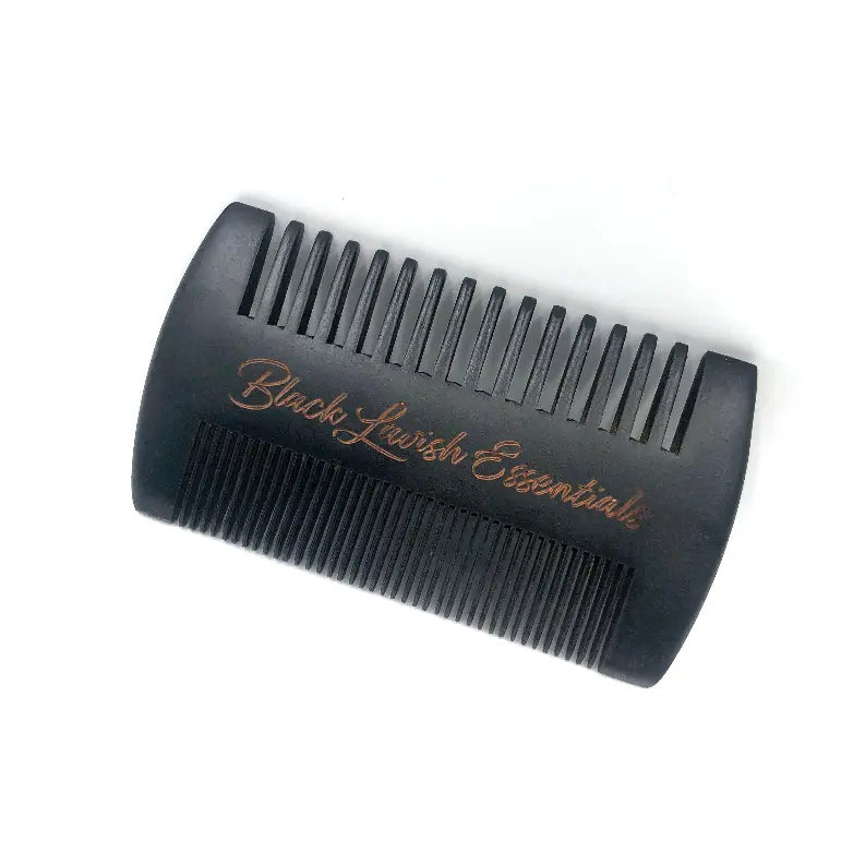 2-in-1 Wooden Beard Comb | Anti-Breakage for Full Beards | Engraved Peachwood Black Lavish Essentials
