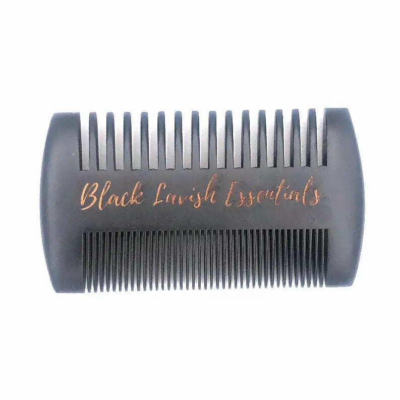 2-in-1 Wooden Beard Comb | Anti-Breakage for Full Beards | Engraved Peachwood Black Lavish Essentials