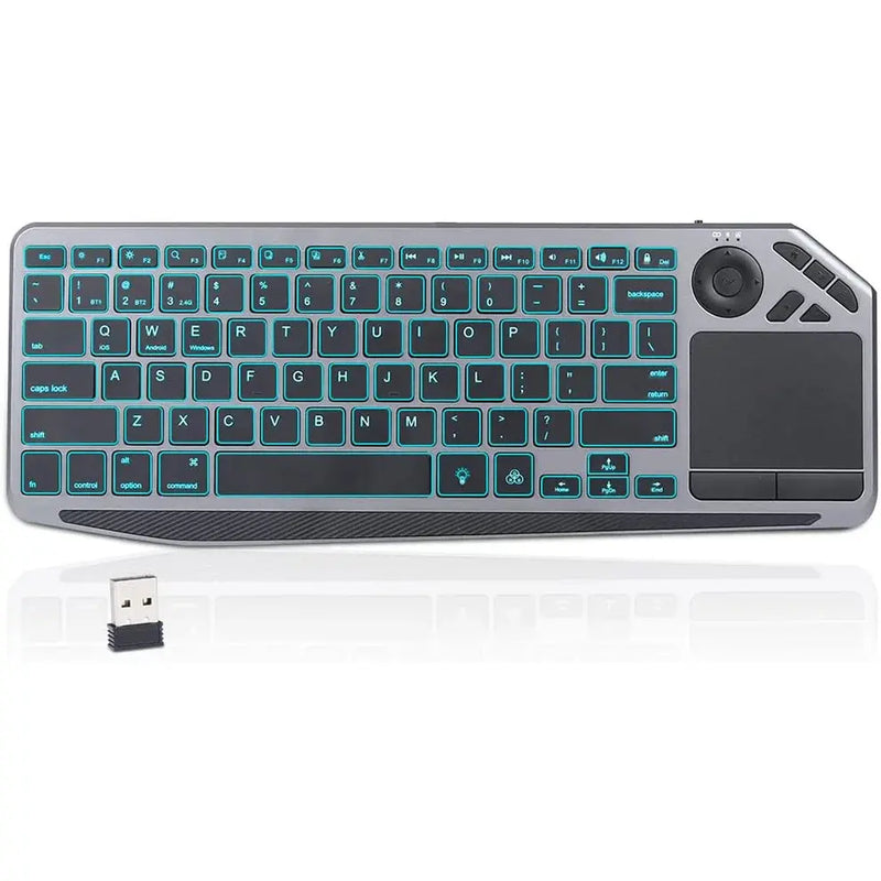 2.4G Wireless TV Keyboard with Touchpad 7-Colors Backlit Bluetooth Keyboard Rechargeable Keyboard for Smart TV iOS iPhone/IPad GreatEagleInc
