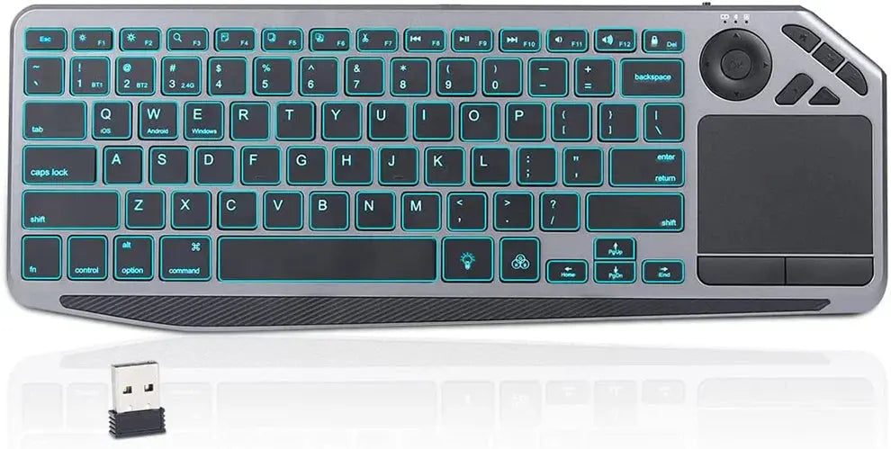 2.4G Wireless TV Keyboard with Touchpad 7-Colors Backlit Bluetooth Keyboard Rechargeable Keyboard for Smart TV iOS iPhone/IPad GreatEagleInc
