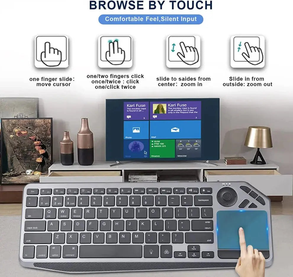 2.4G Wireless TV Keyboard with Touchpad 7-Colors Backlit Bluetooth Keyboard Rechargeable Keyboard for Smart TV iOS iPhone/IPad GreatEagleInc