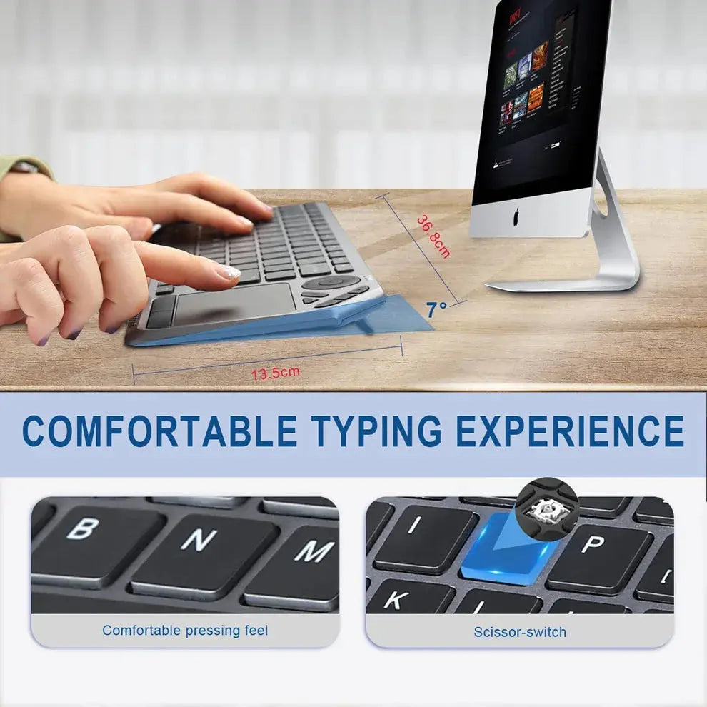 2.4G Wireless TV Keyboard with Touchpad 7-Colors Backlit Bluetooth Keyboard Rechargeable Keyboard for Smart TV iOS iPhone/IPad GreatEagleInc