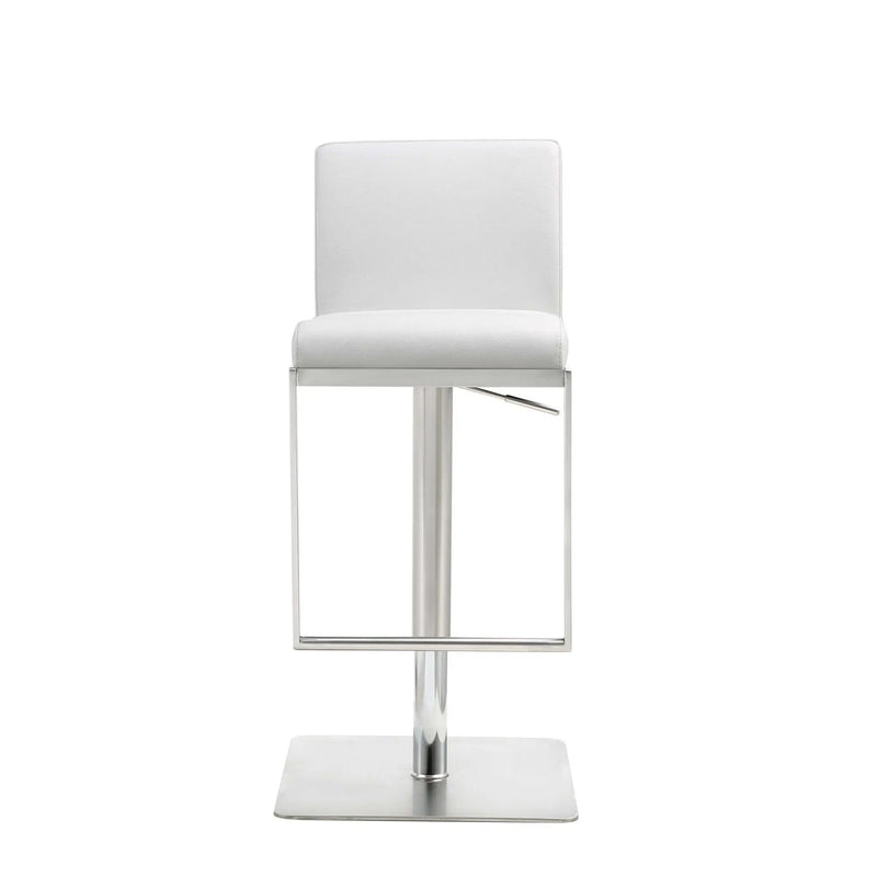 20 " White And Silver Stainless Steel Bar Chair Homeroots Living Room