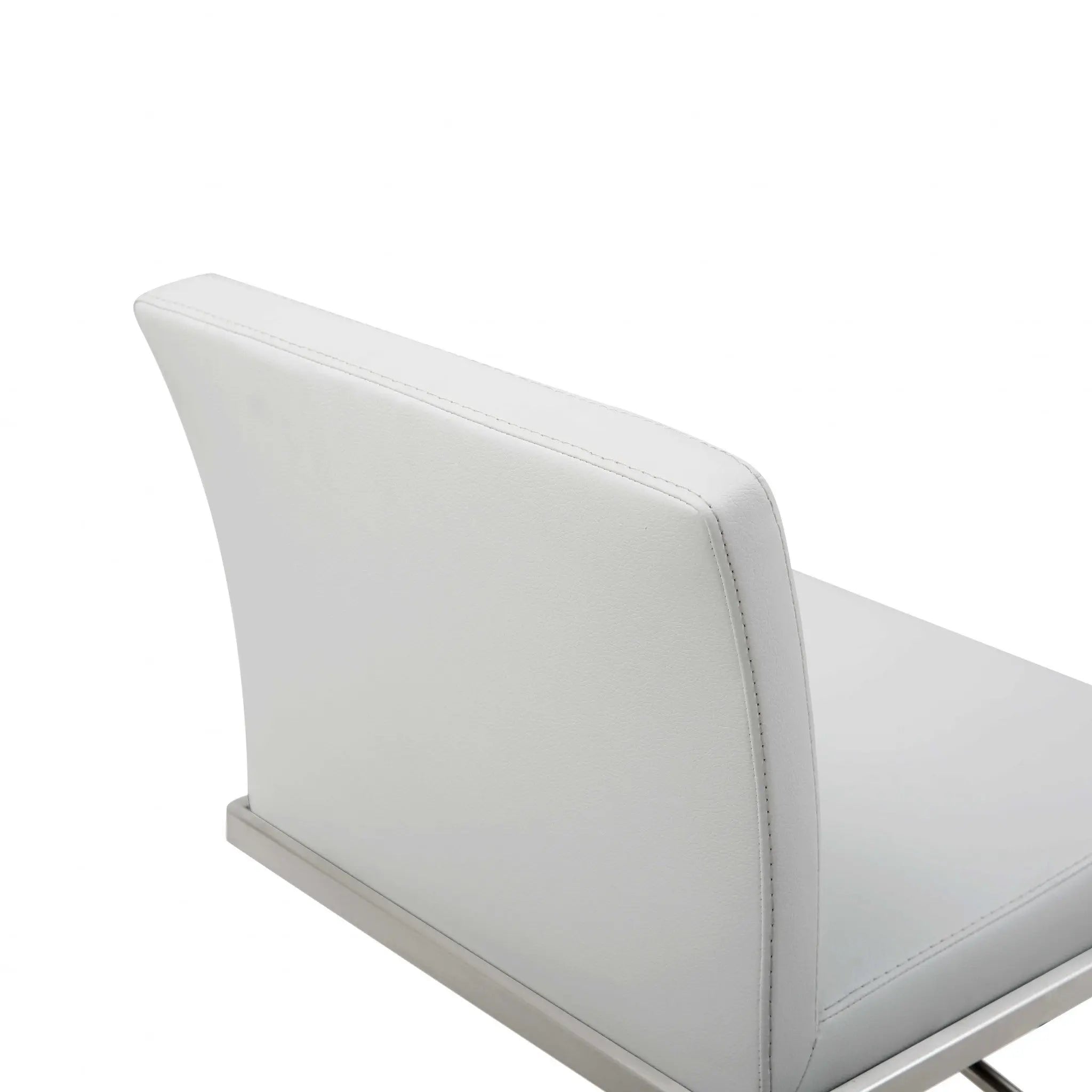20 " White And Silver Stainless Steel Bar Chair Homeroots Living Room