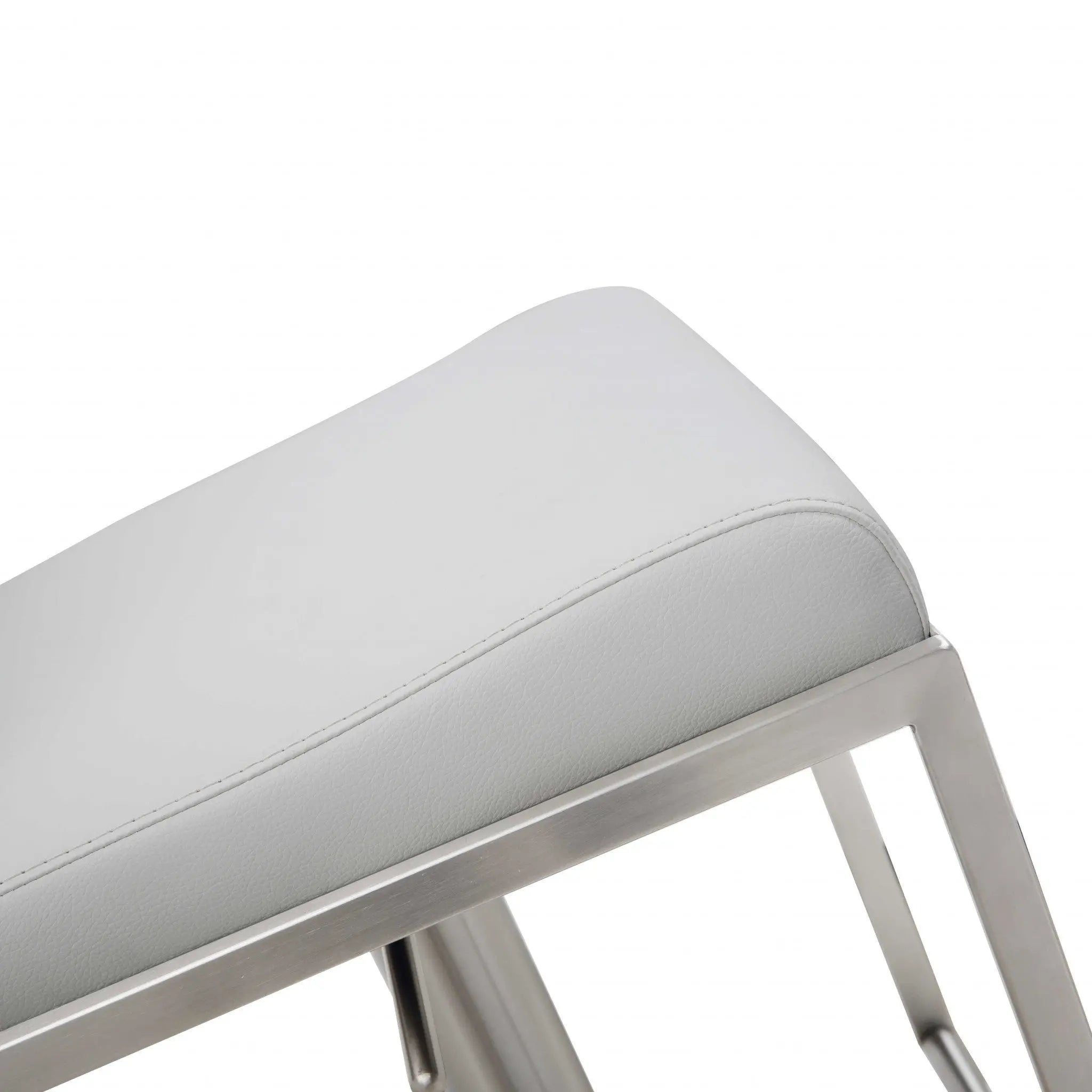 20 " White And Silver Stainless Steel Bar Chair Homeroots Living Room