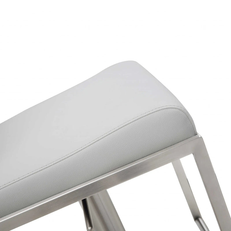20 " White And Silver Stainless Steel Bar Chair Homeroots Living Room