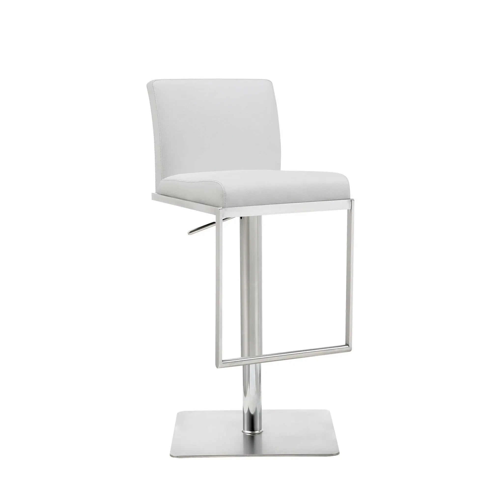 20 " White And Silver Stainless Steel Bar Chair Homeroots Living Room
