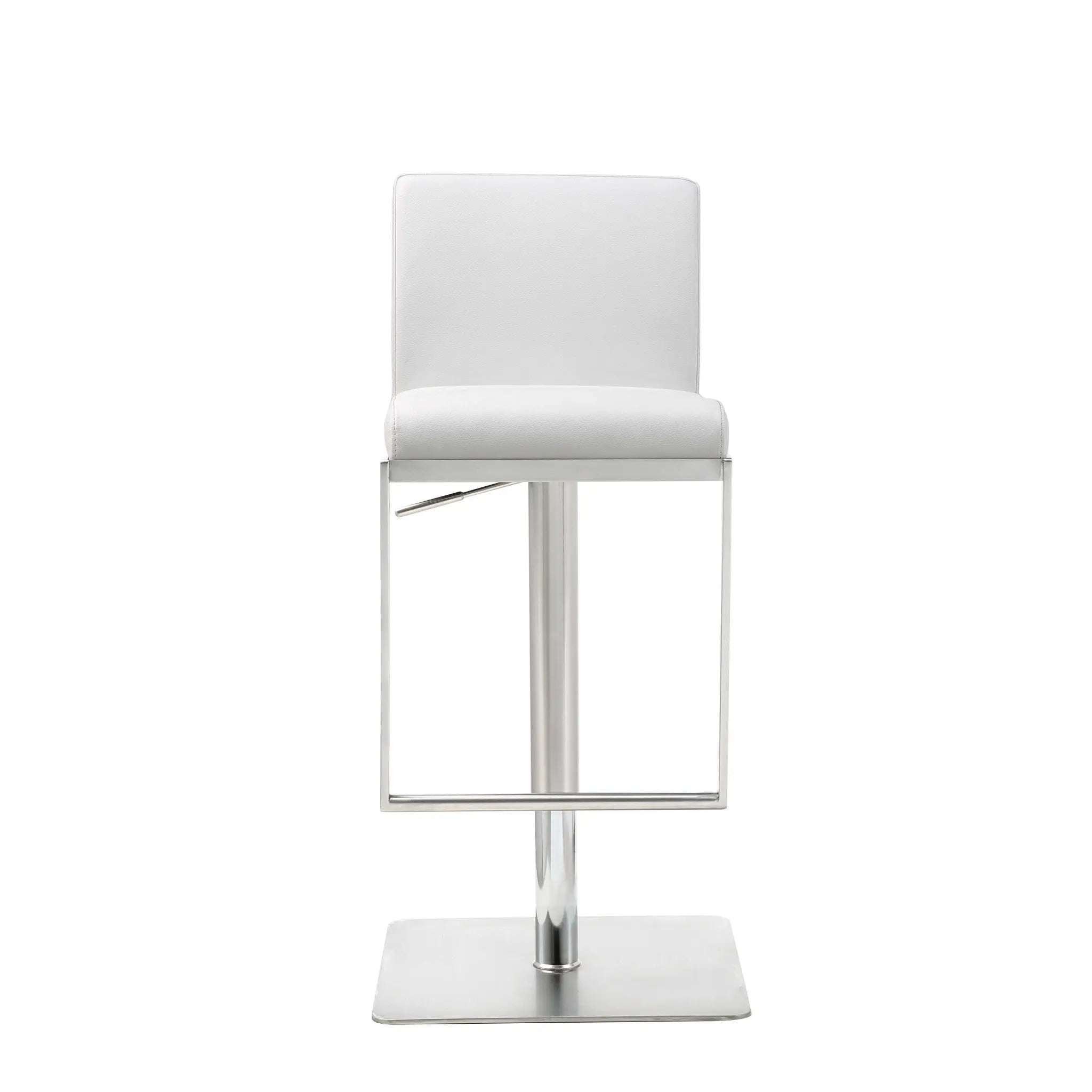 20 " White And Silver Stainless Steel Bar Chair Homeroots Living Room