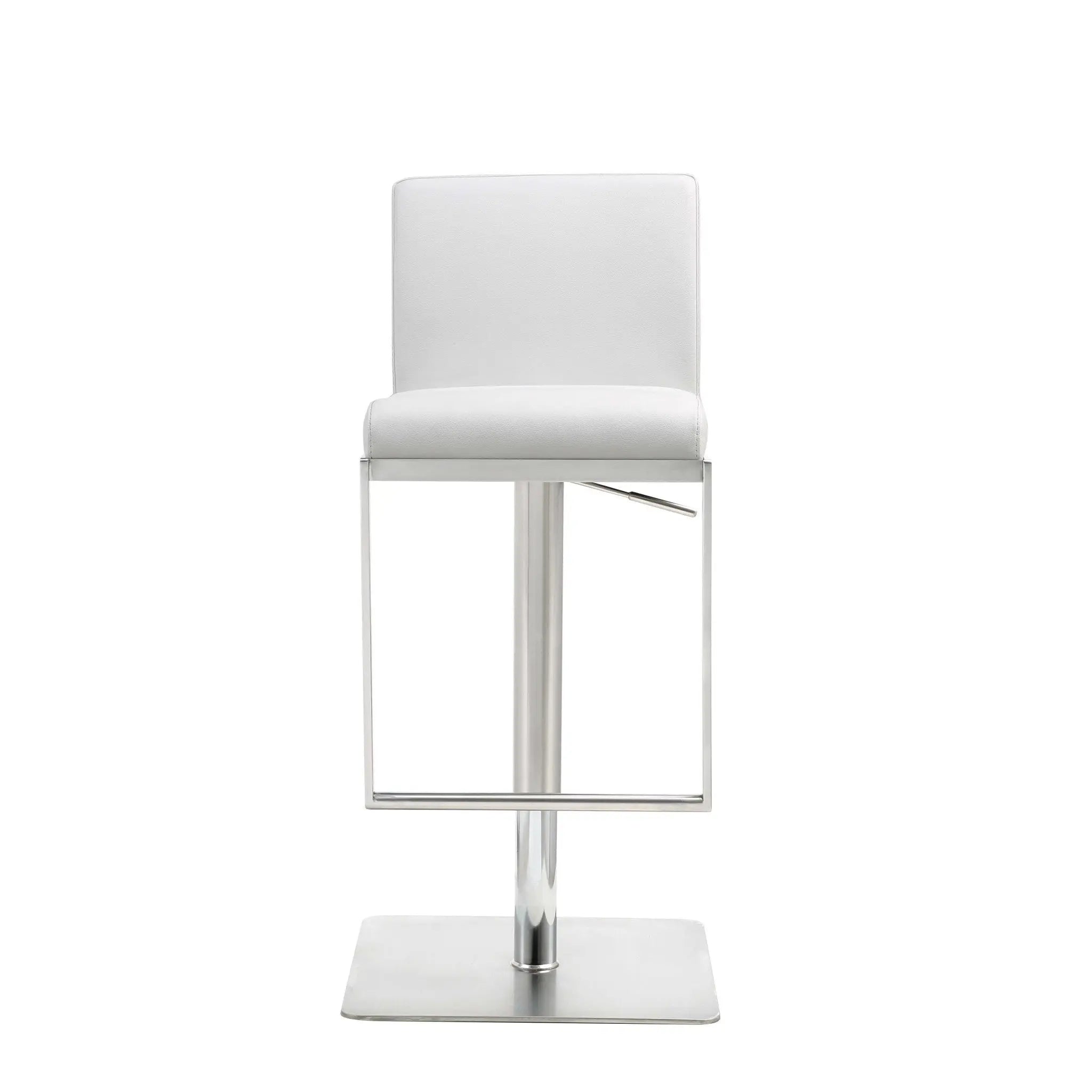 20 " White And Silver Stainless Steel Bar Chair Homeroots Living Room
