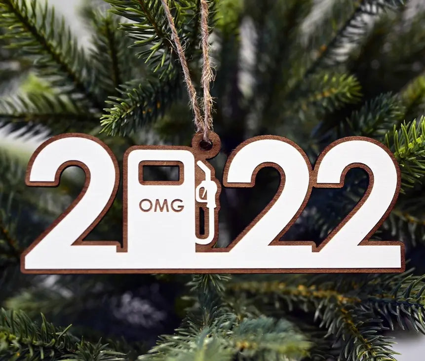 2022 Wood Funny Gas Christmas Ornament Dream Team Designs