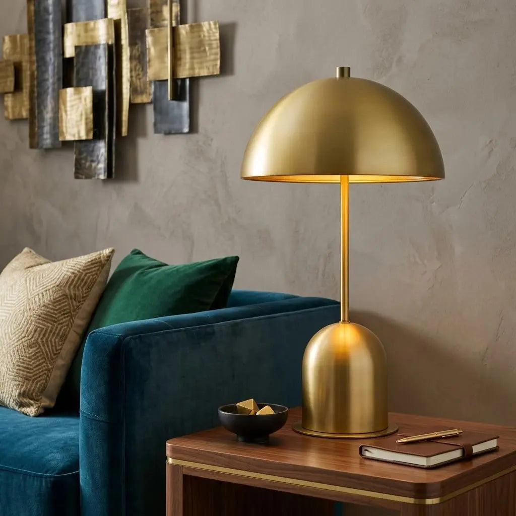20" Antiqued Brass Metal Novelty Desk Lamp With Antiqued Brass Dome Shade Homeroots Lighting