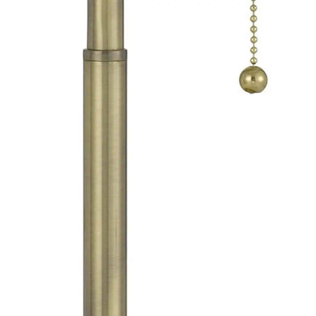 20" Antiqued Brass Metal Two Light Table Lamp With White Drum Shade Homeroots Lighting