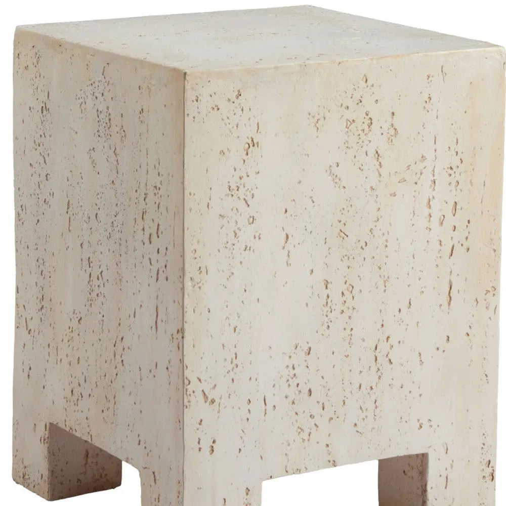 20" Beige Faux Stone Square End Table Homeroots Living Room