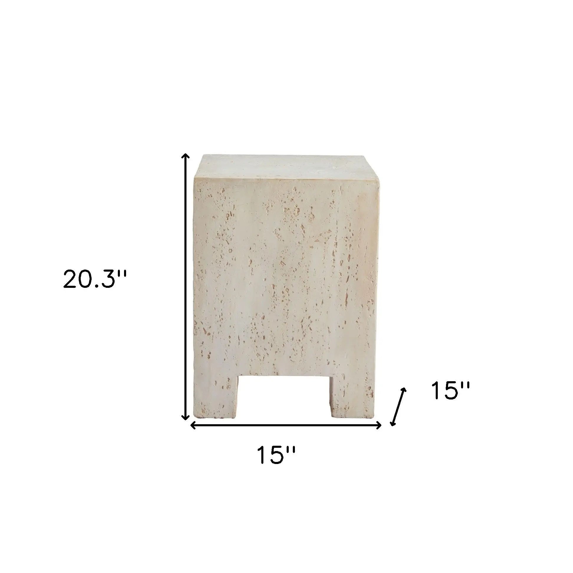 20" Beige Faux Stone Square End Table Homeroots Living Room