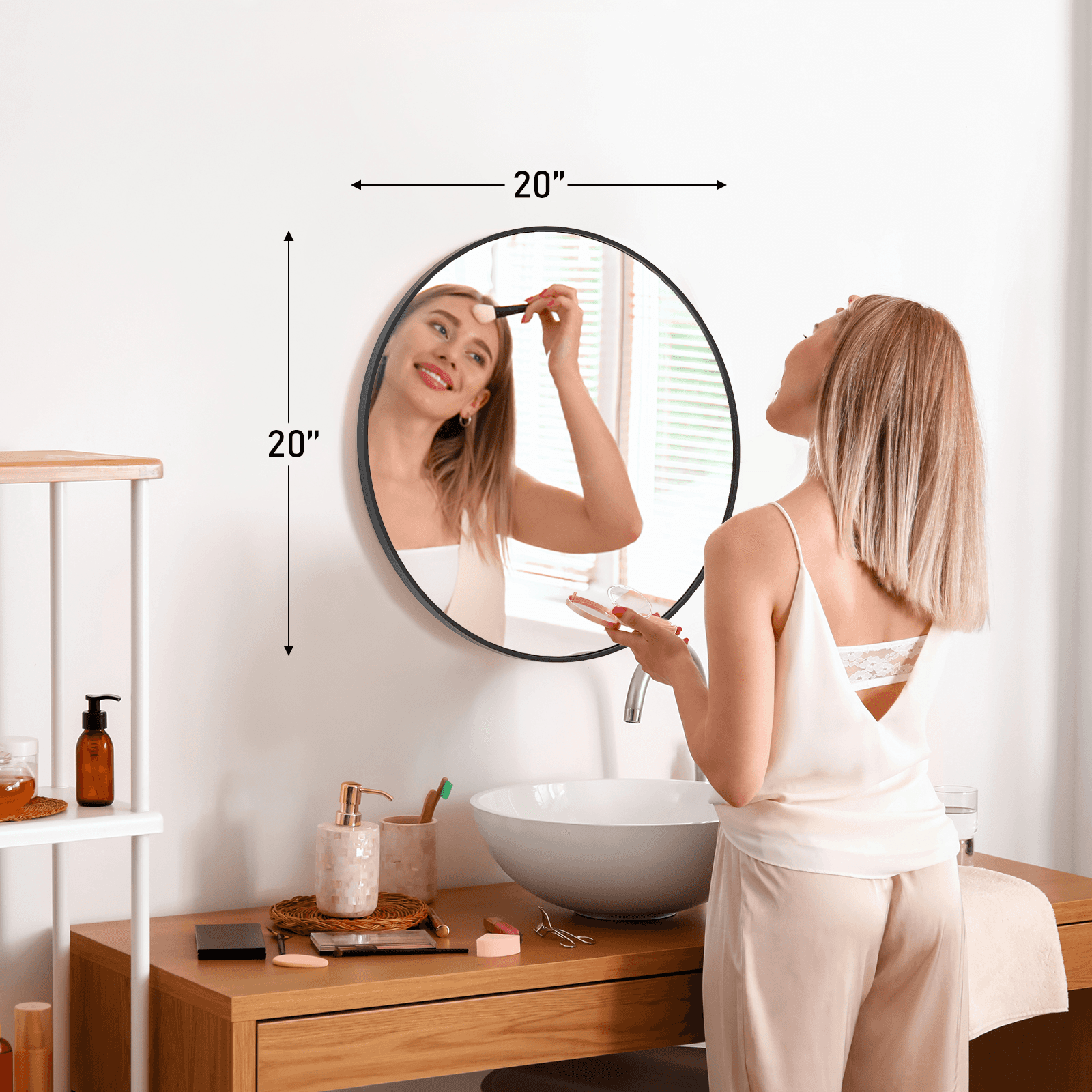20" Black Aluminum Round Framed Accent Mirror Homeroots Bed & Bath