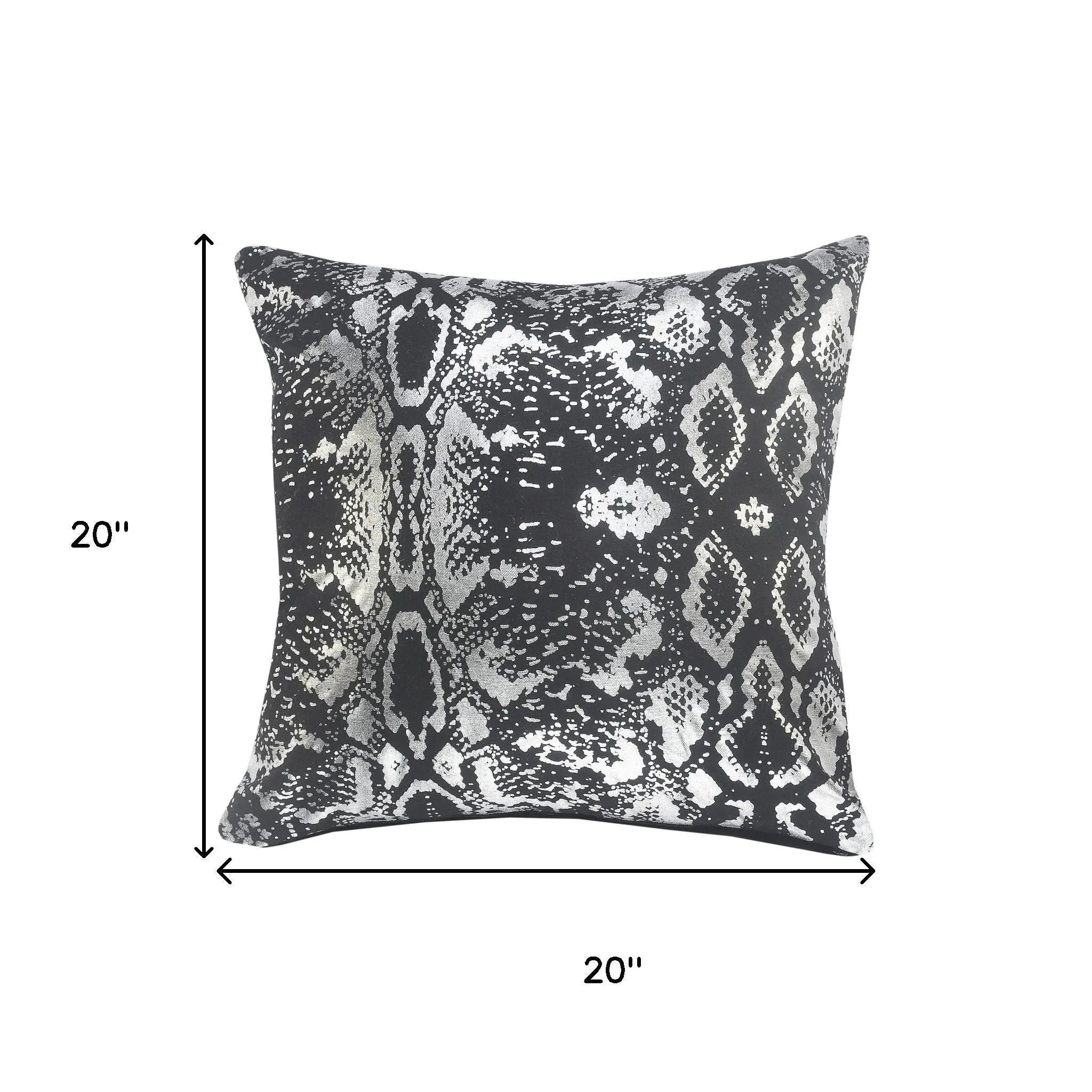 20" Black And Silver Beach Cotton Throw Pillow Cover GreatEagleInc