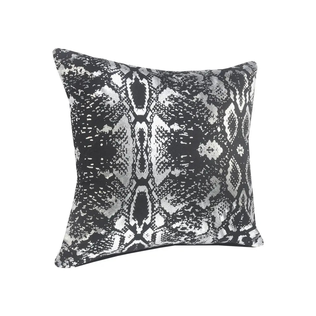 20" Black And Silver Beach Cotton Throw Pillow Cover GreatEagleInc