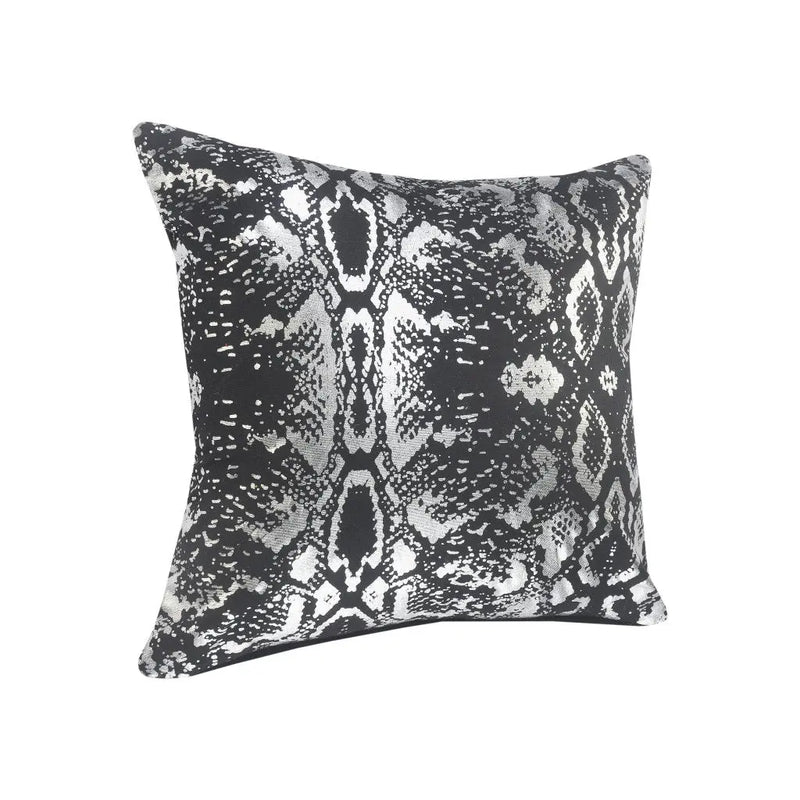 20" Black And Silver Beach Cotton Throw Pillow Cover GreatEagleInc
