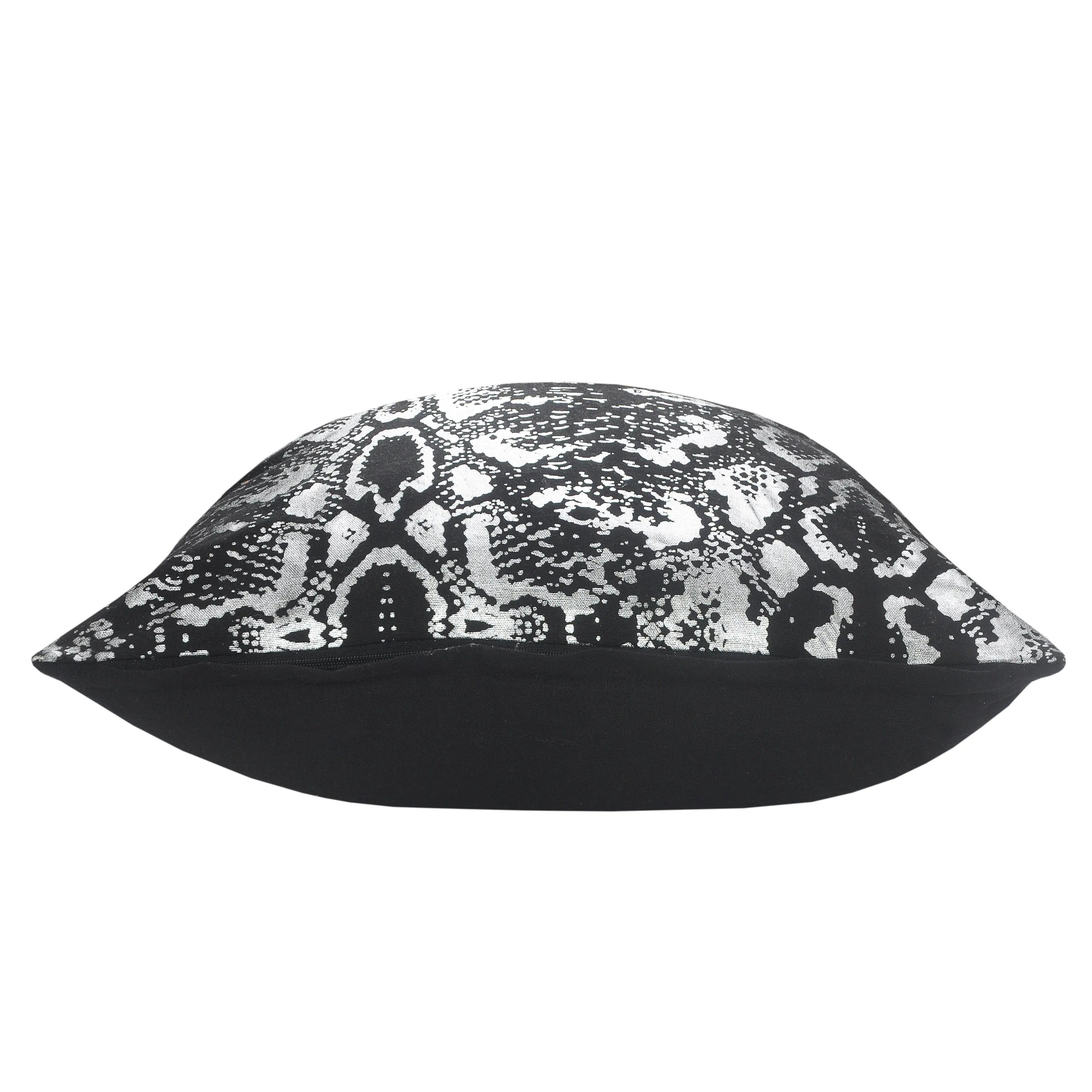 20" Black And Silver Beach Cotton Throw Pillow Cover GreatEagleInc