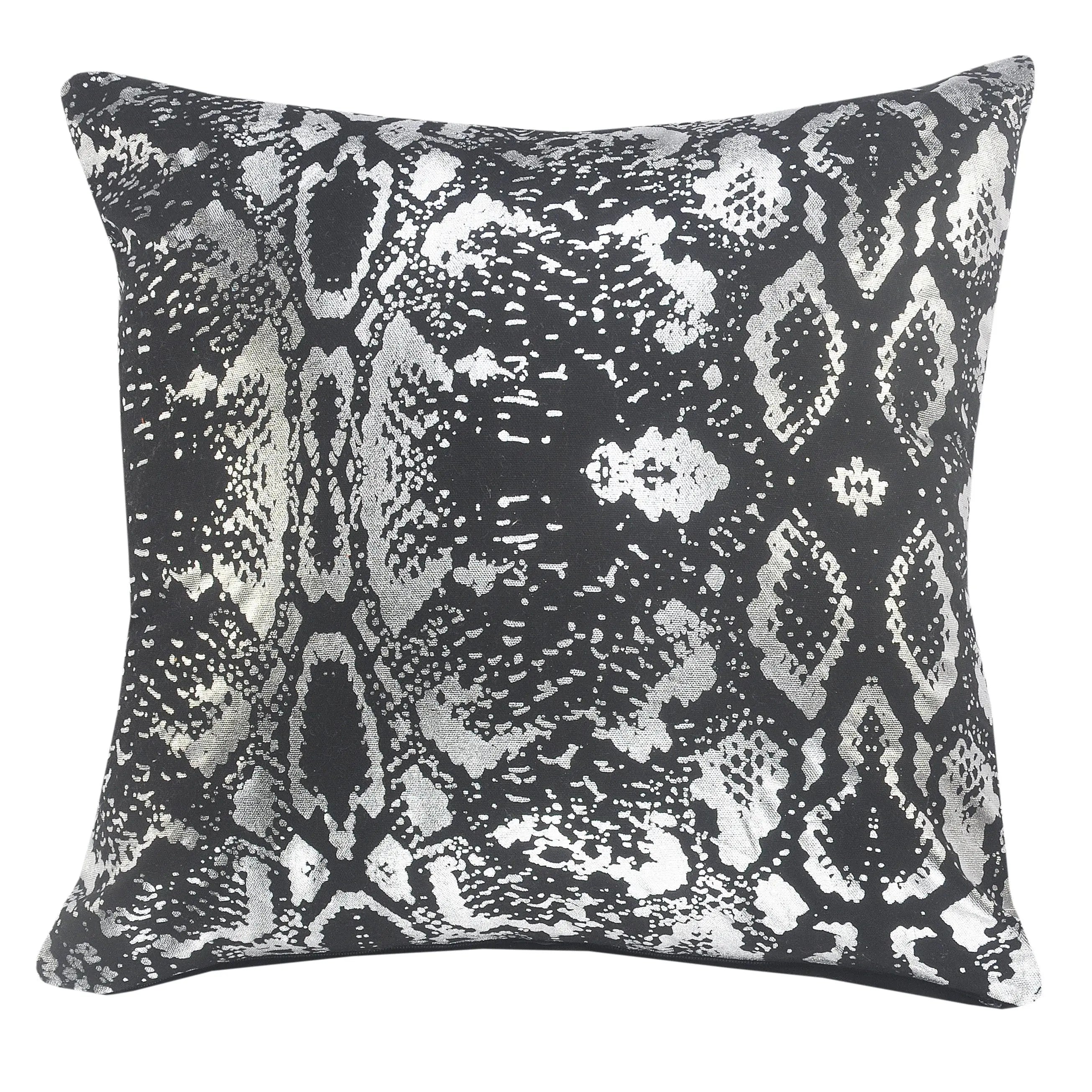 20" Black And Silver Beach Cotton Throw Pillow Cover GreatEagleInc