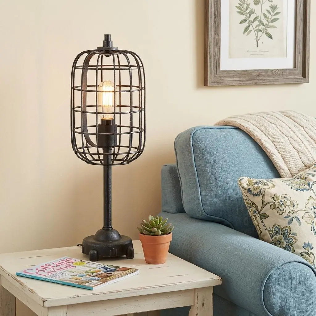 20" Black Geometric Novelty Table Lamp With Drum Shade Homeroots Lighting
