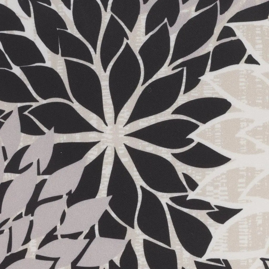 20" Black Gray and White Handmade Floral Indoor Outdoor Throw Pillow Homeroots Outdoor