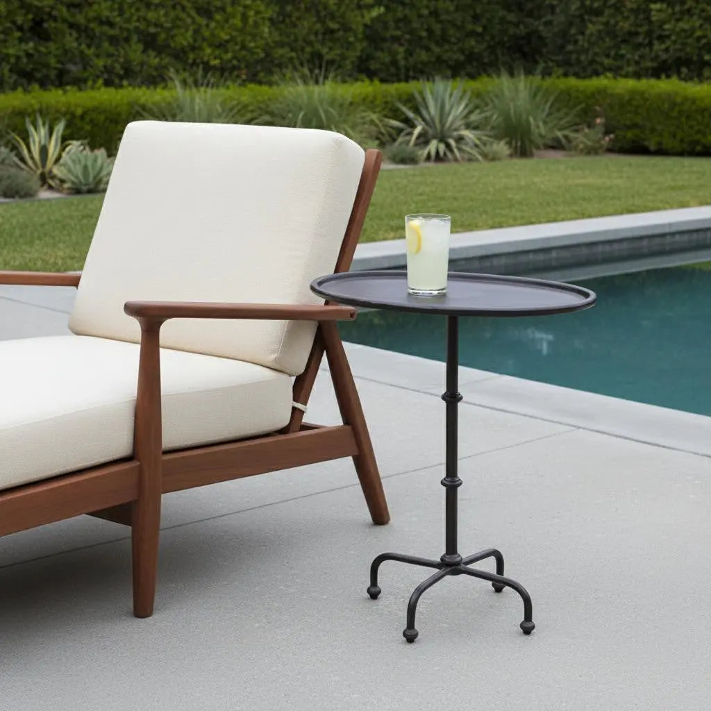 20" Black Oval Aluminum Outdoor Side Table - GreatEagleInc