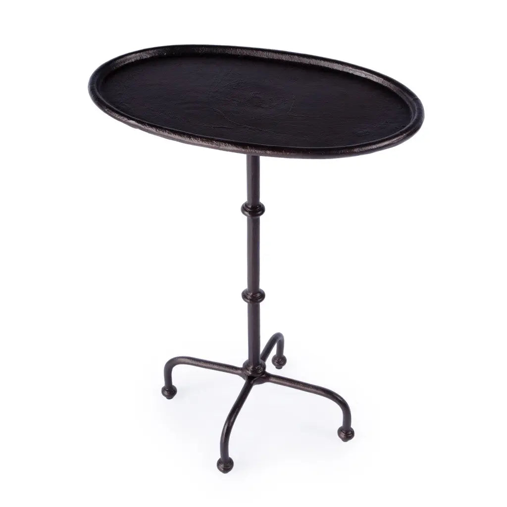 20" Black Oval Aluminum Outdoor Side Table - GreatEagleInc