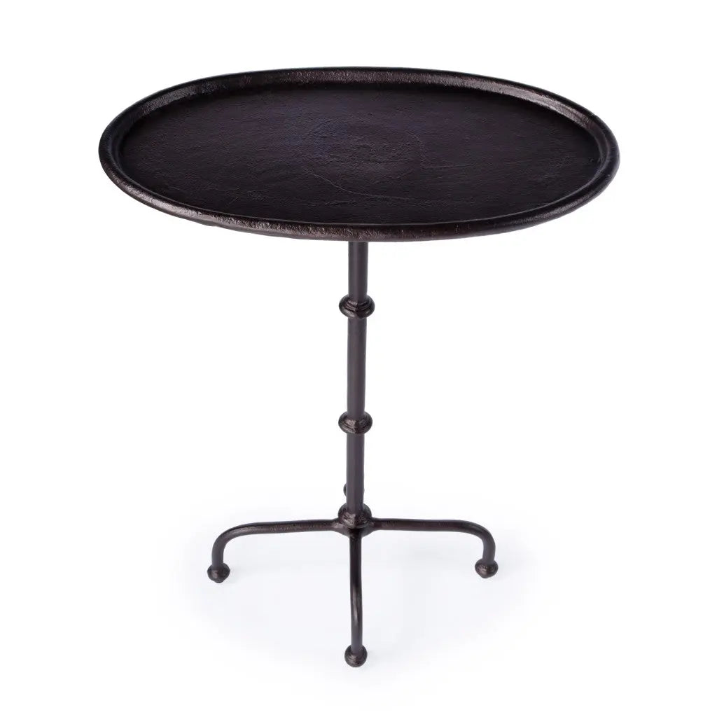 20" Black Oval Aluminum Outdoor Side Table - GreatEagleInc