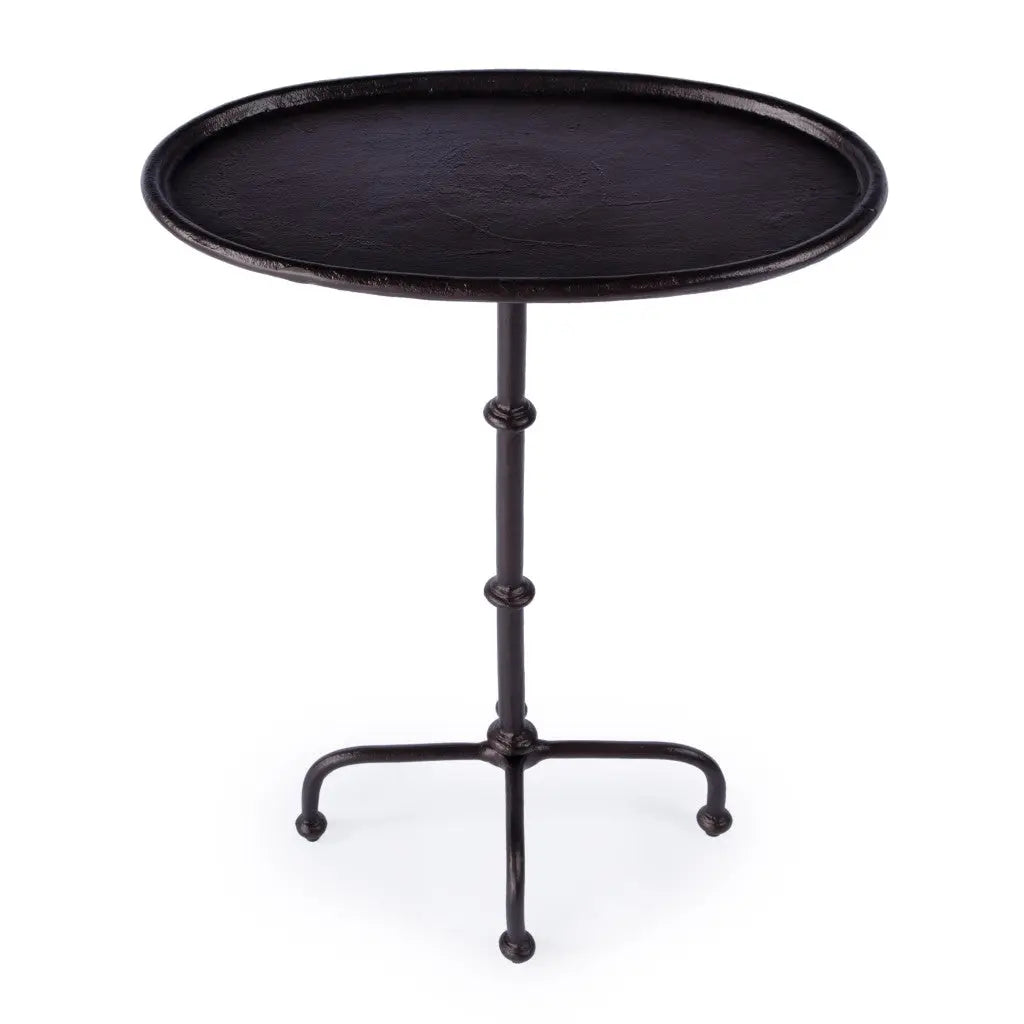 20" Black Oval Aluminum Outdoor Side Table - GreatEagleInc