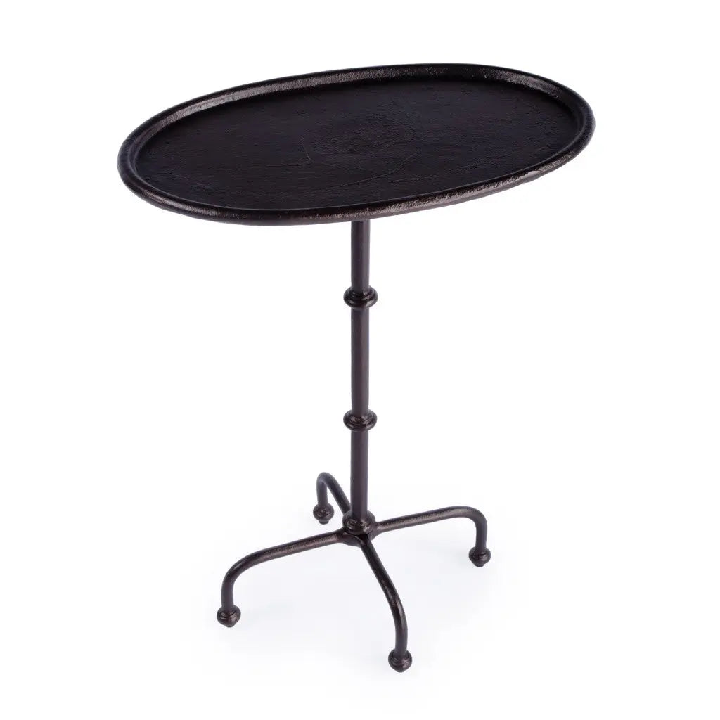 20" Black Oval Aluminum Outdoor Side Table - GreatEagleInc