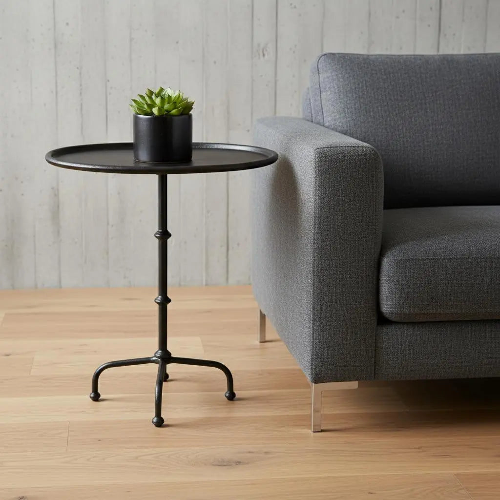 20" Black Oval Aluminum Outdoor Side Table - GreatEagleInc