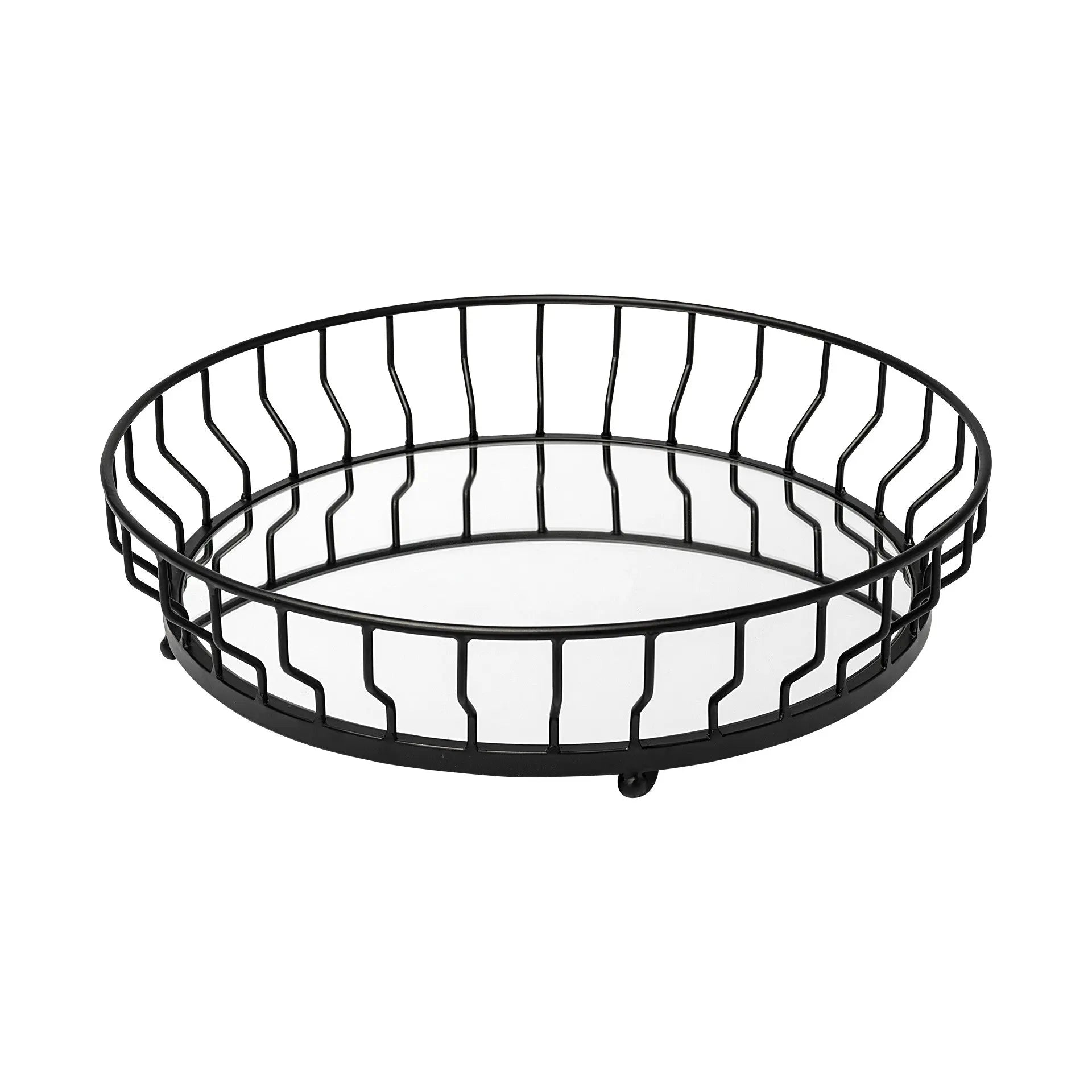 20" Black Round Metal Indoor Outdoor Serving Tray With Handles Homeroots Kitchen & Dining