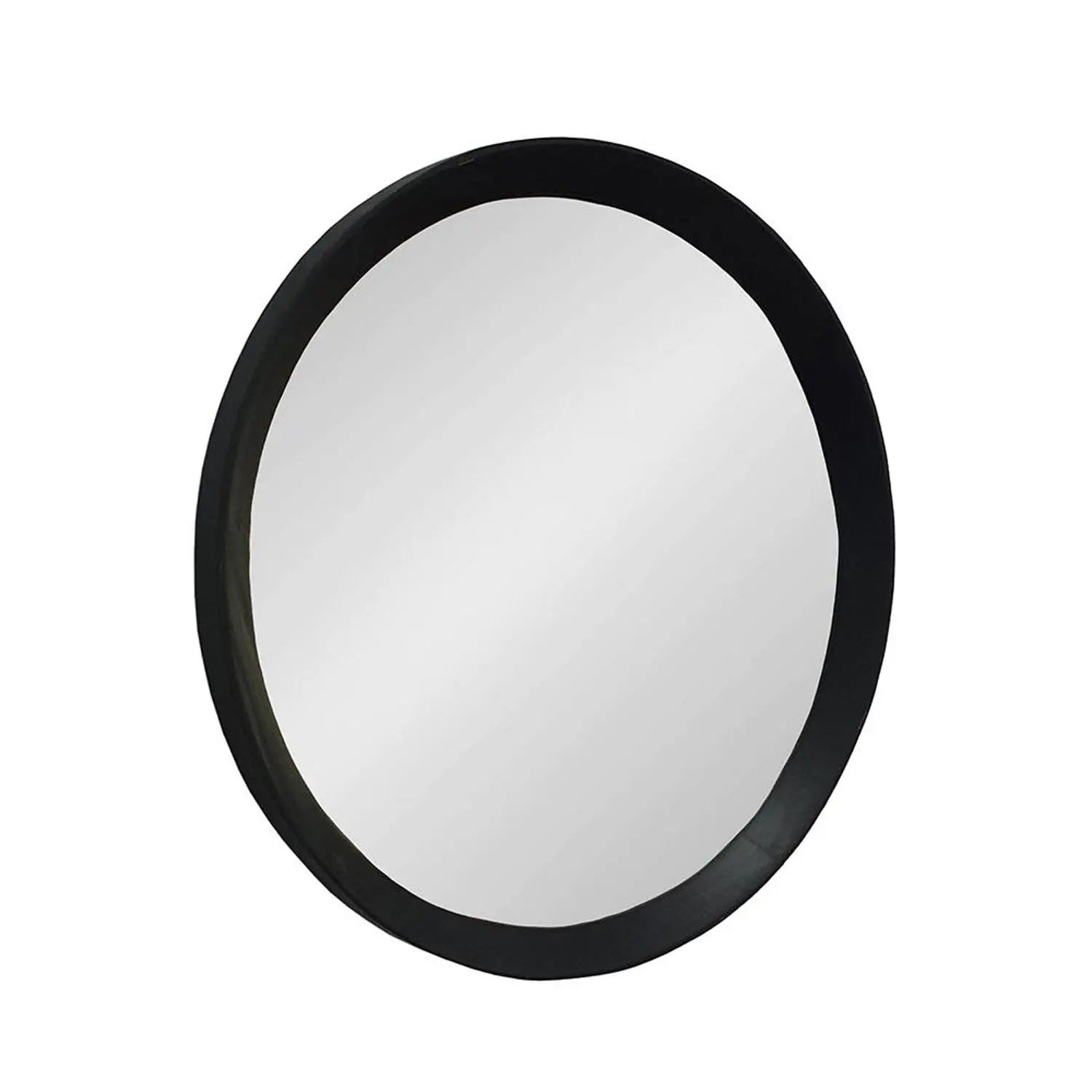 20" Black Round Wood Framed Accent Mirror Homeroots Bed & Bath