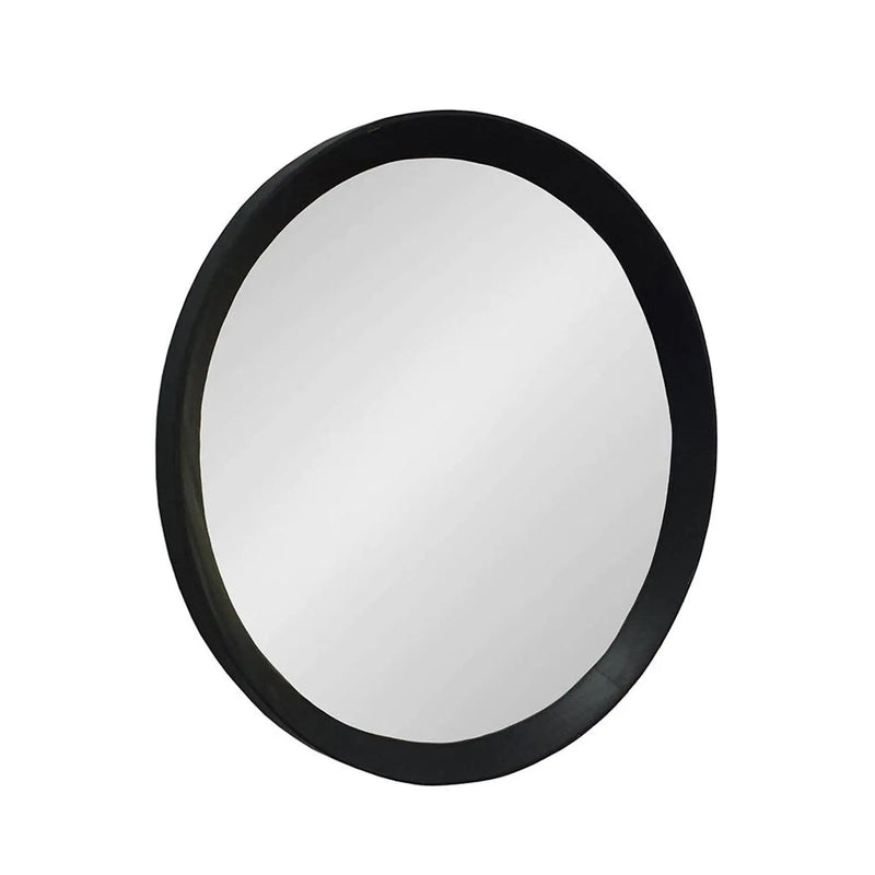 20" Black Round Wood Framed Accent Mirror Homeroots Bed & Bath