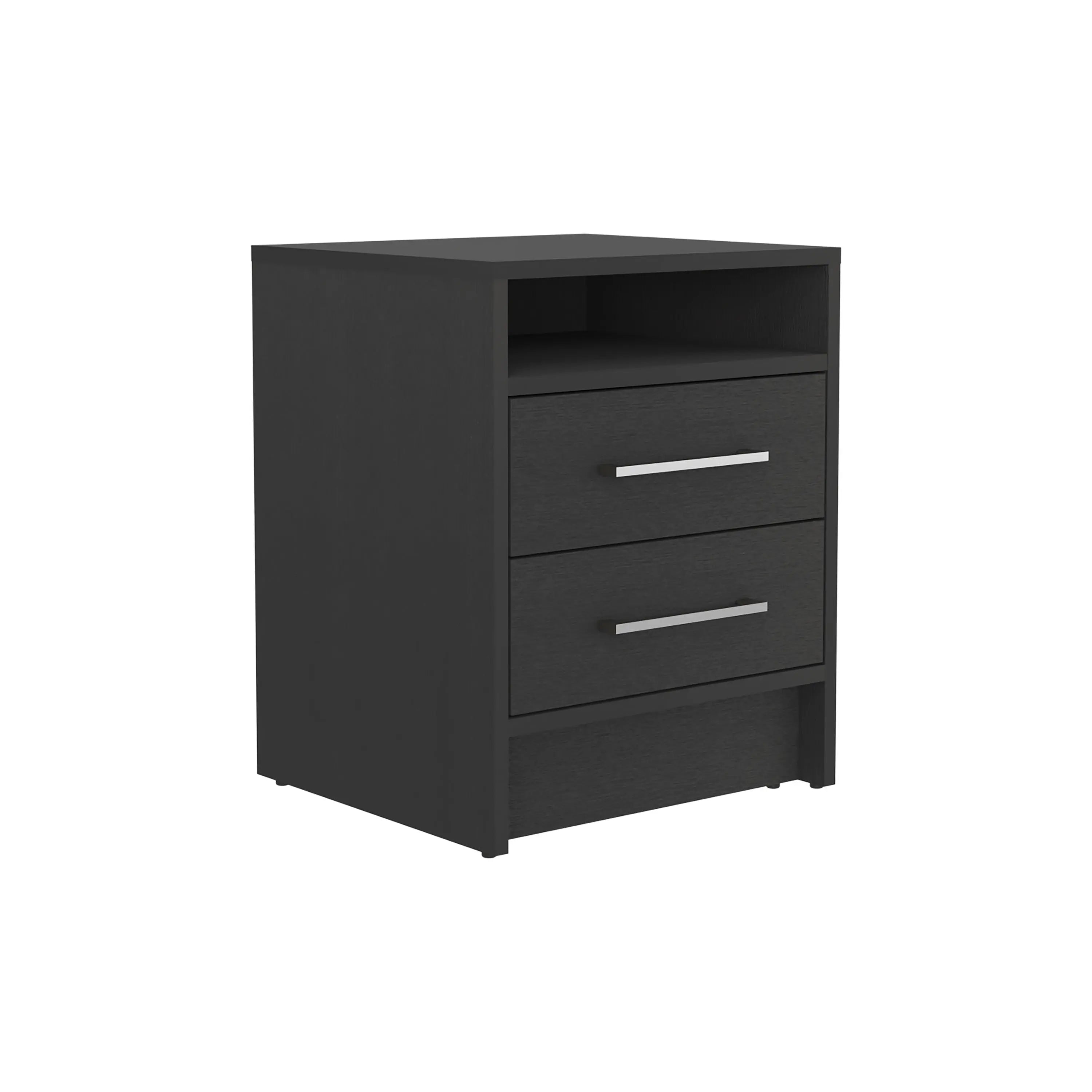 20" Black Two Drawer Faux Wood Nightstand Homeroots Bed & Bath