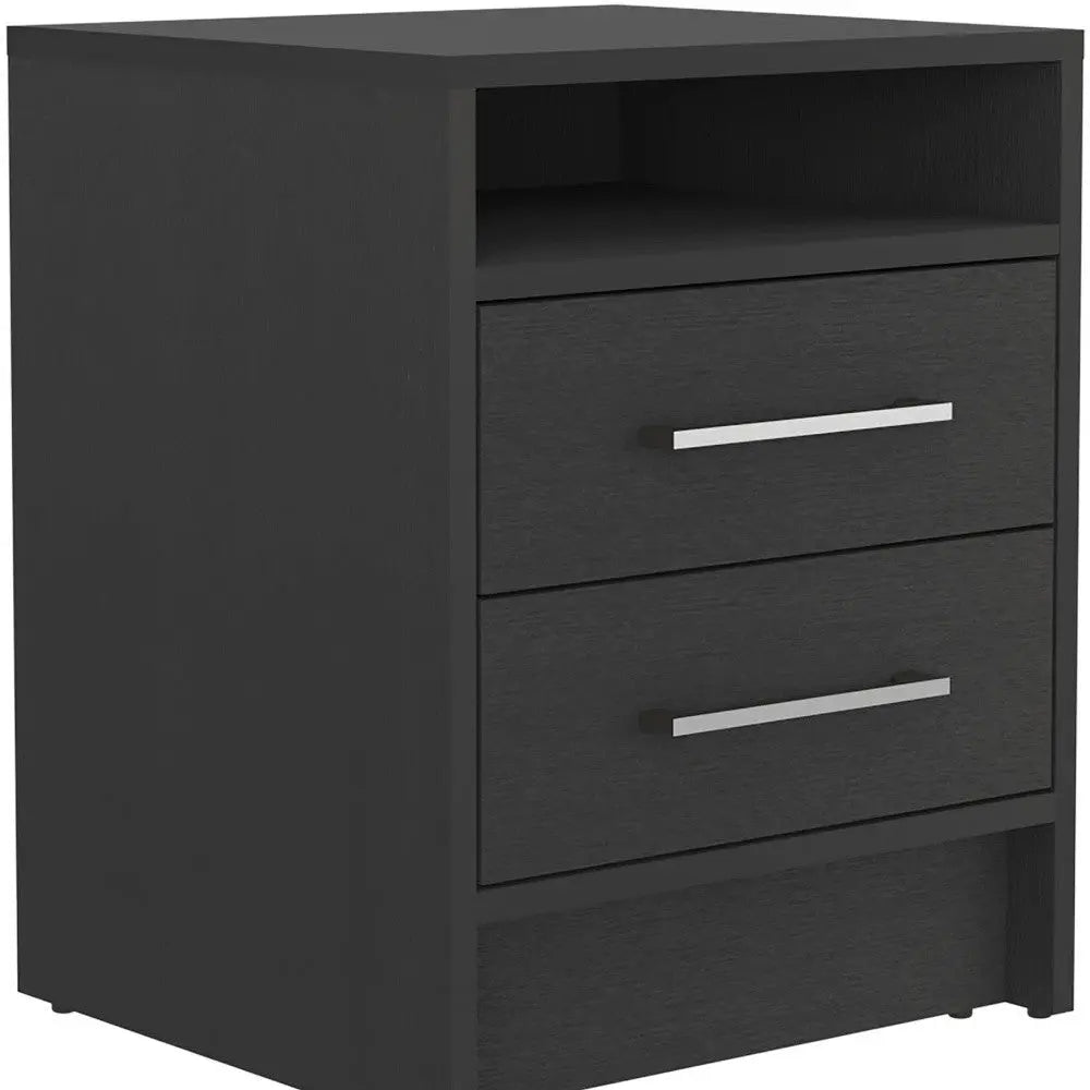 20" Black Two Drawer Faux Wood Nightstand Homeroots Bed & Bath
