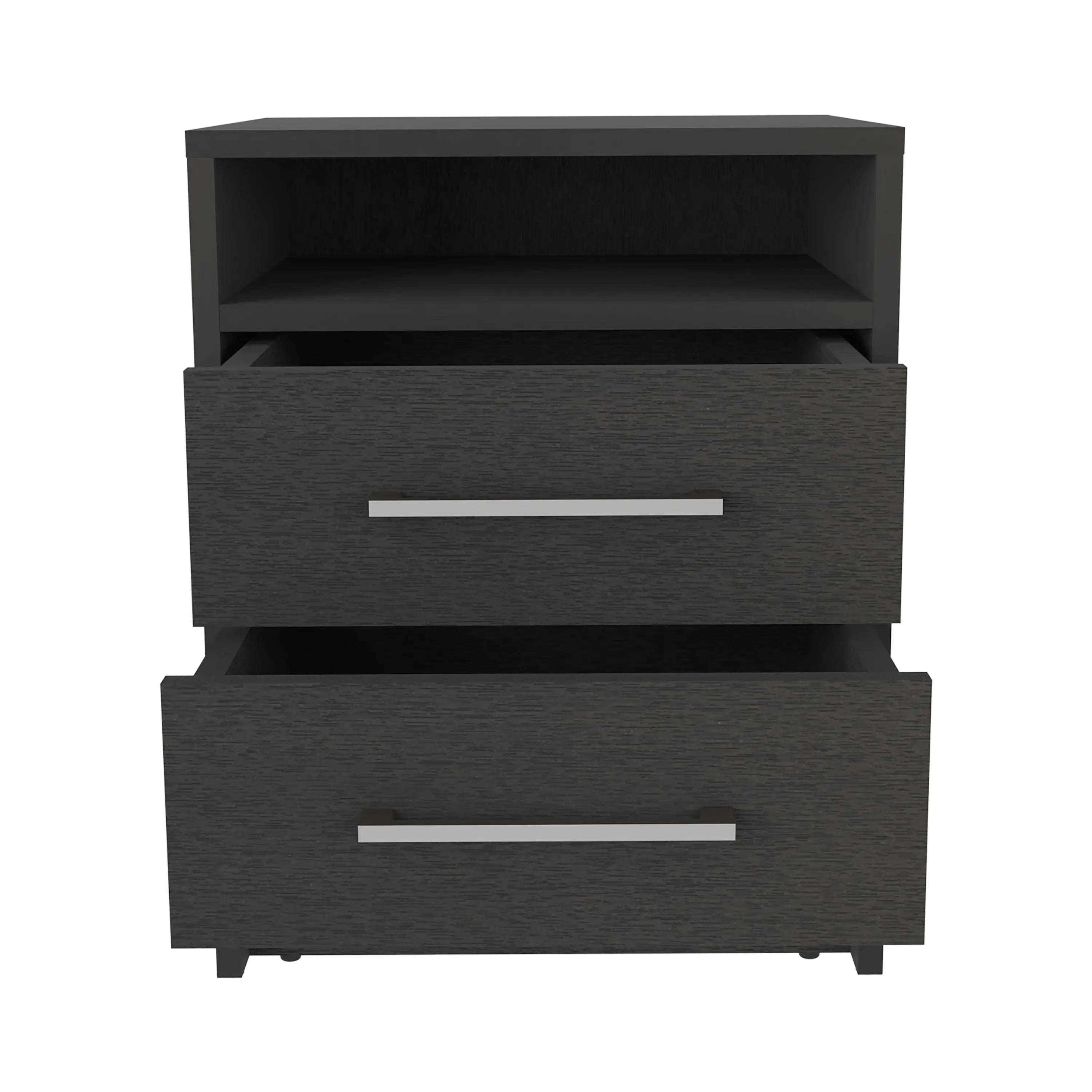 20" Black Two Drawer Faux Wood Nightstand Homeroots Bed & Bath