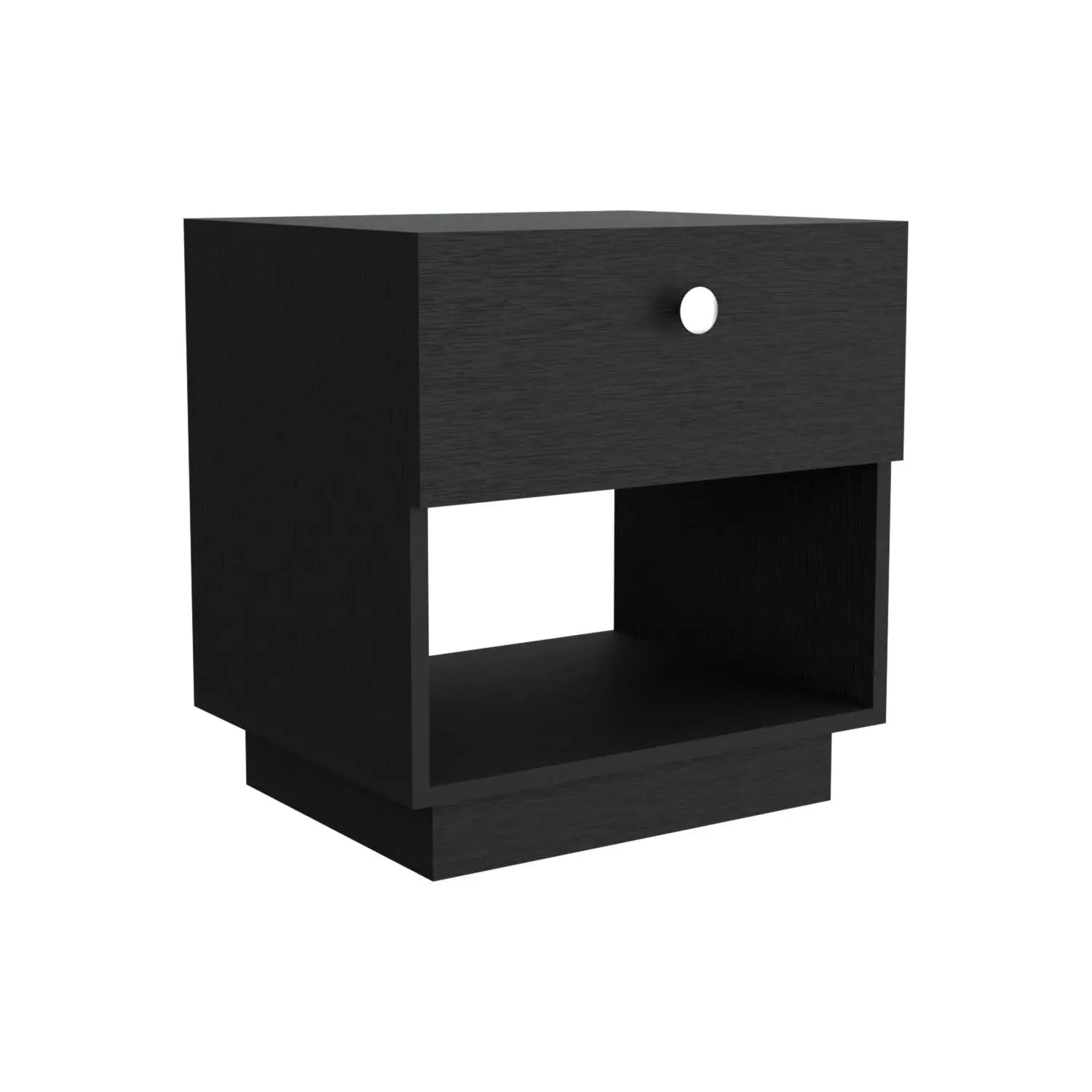 20" Black Wood One Drawer Nightstand Homeroots Bed & Bath