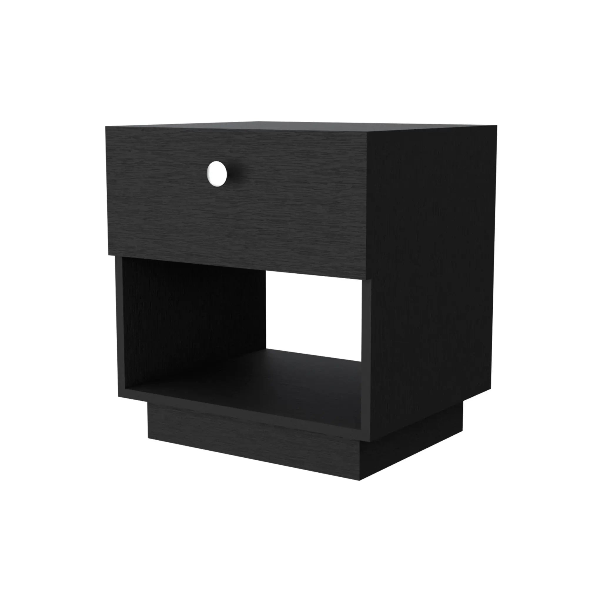 20" Black Wood One Drawer Nightstand with Integrated Tech Homeroots Bed & Bath