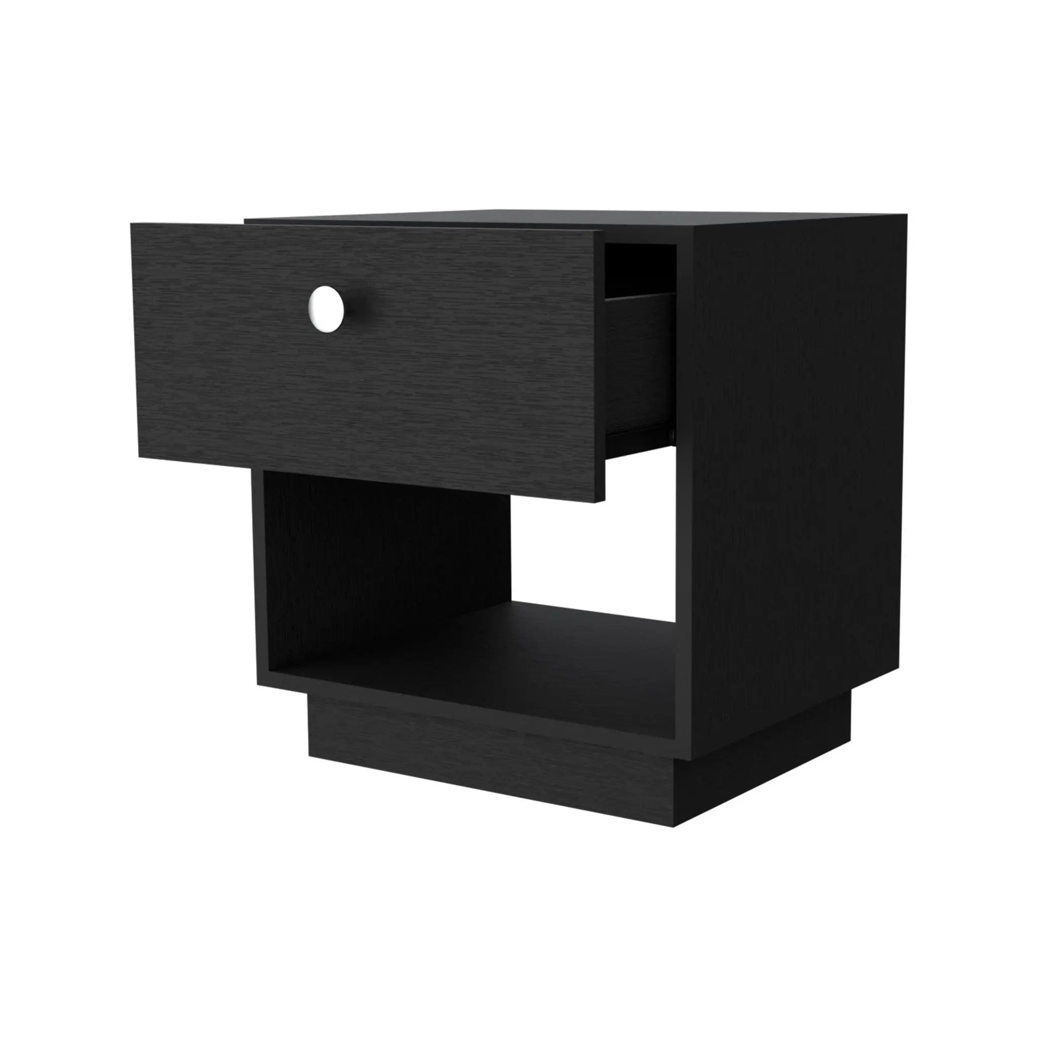 20" Black Wood One Drawer Nightstand with Integrated Tech Homeroots Bed & Bath