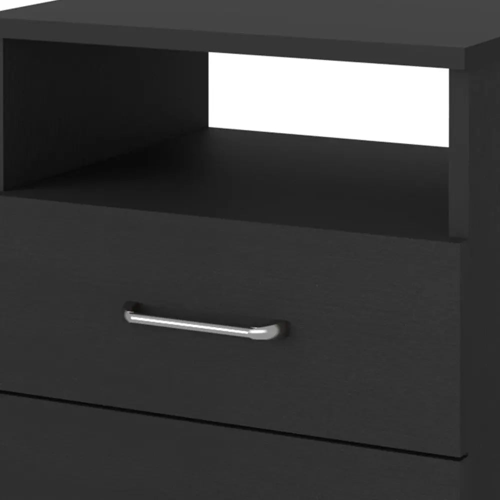 20" Black Wood Two Drawer Nightstand Homeroots Bed & Bath