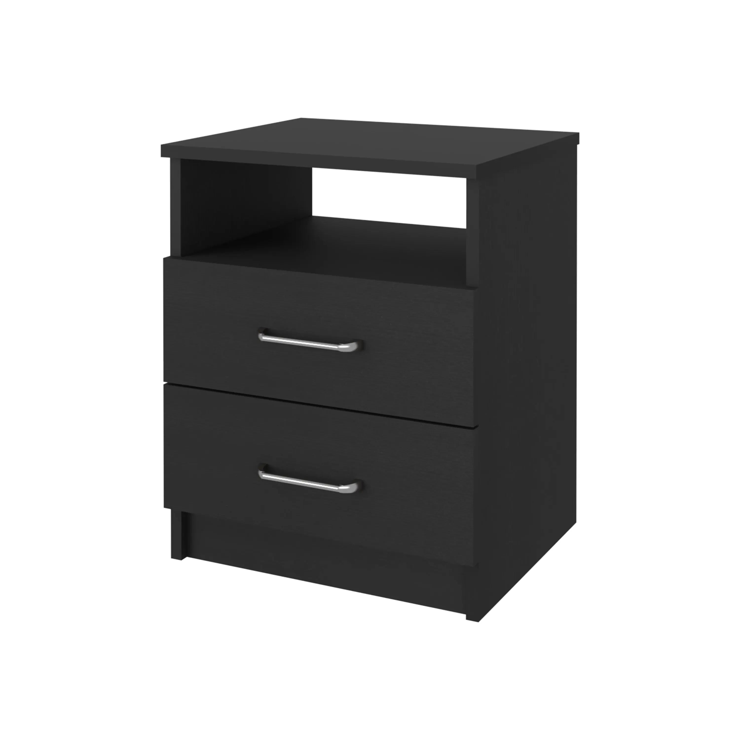 20" Black Wood Two Drawer Nightstand Homeroots Bed & Bath