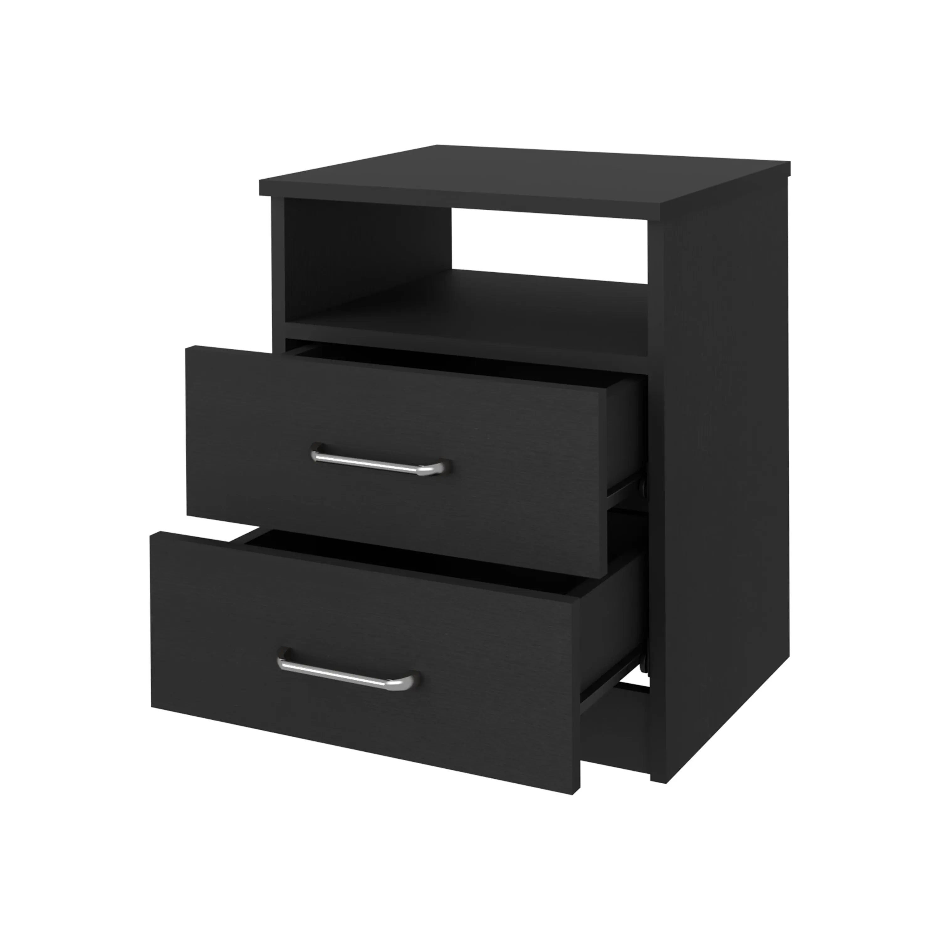 20" Black Wood Two Drawer Nightstand Homeroots Bed & Bath