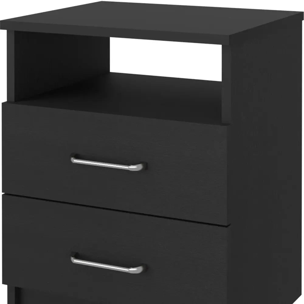 20" Black Wood Two Drawer Nightstand Homeroots Bed & Bath